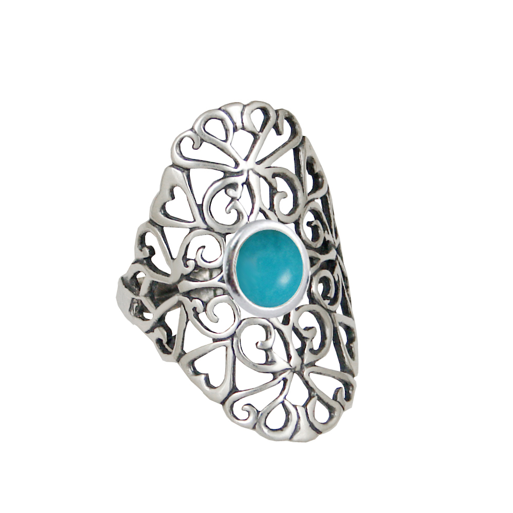 Sterling Silver Filigree Ring With Turquoise Size 9
